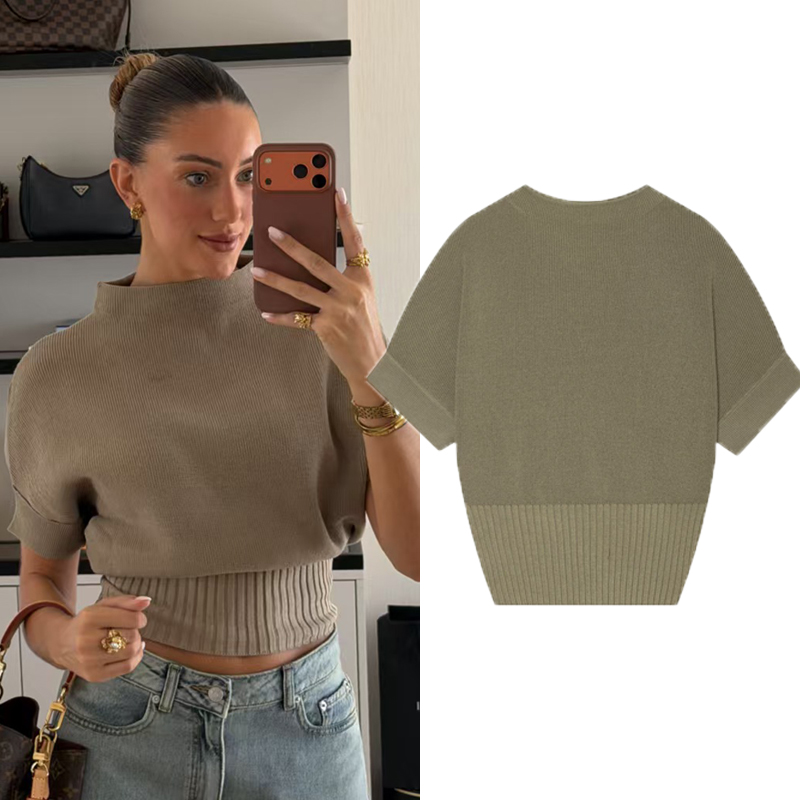Tank Top Ribbed - Women's Cropped Ribbed Knitted Vest Elegant