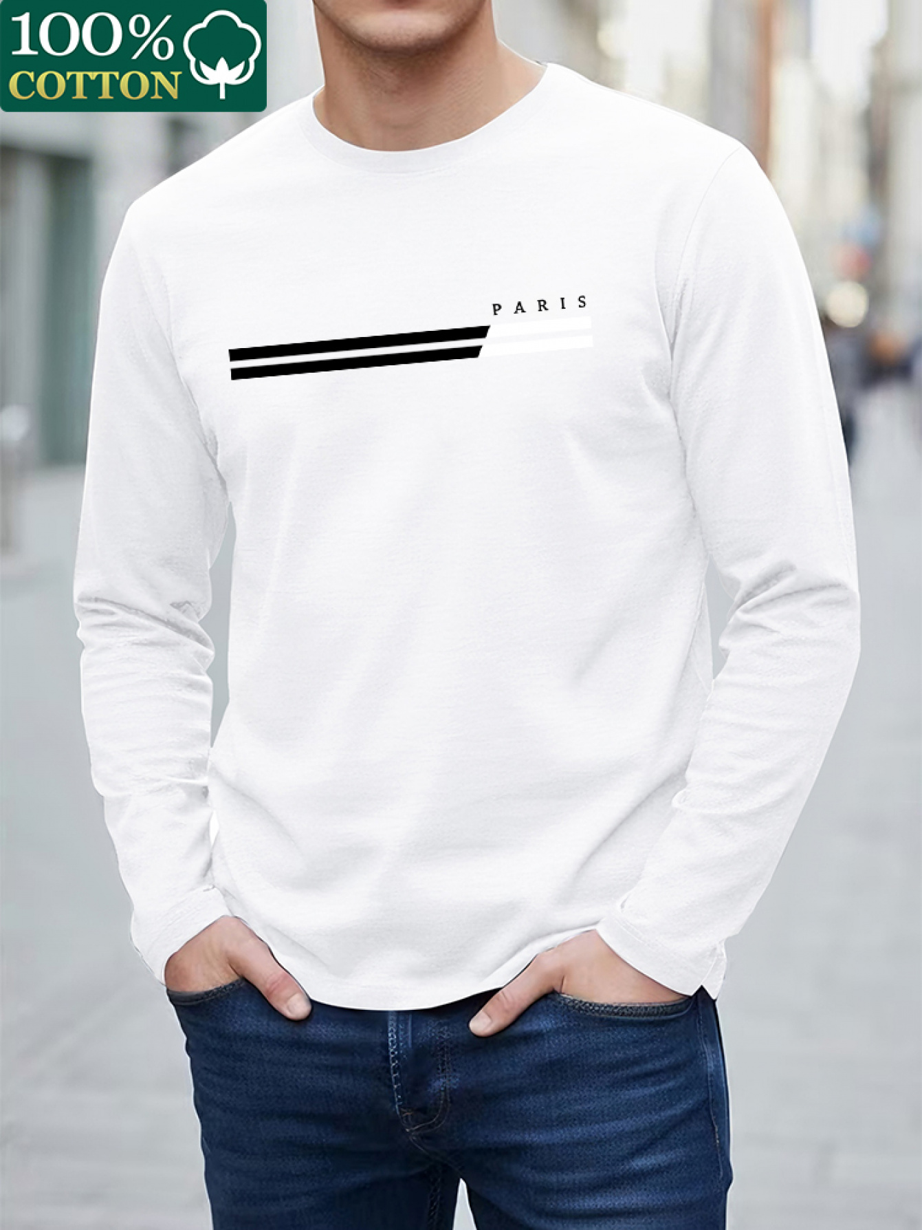 100 COTTONMen Crew Neck Long S - огляд і ціна Undershirt Crew Neck