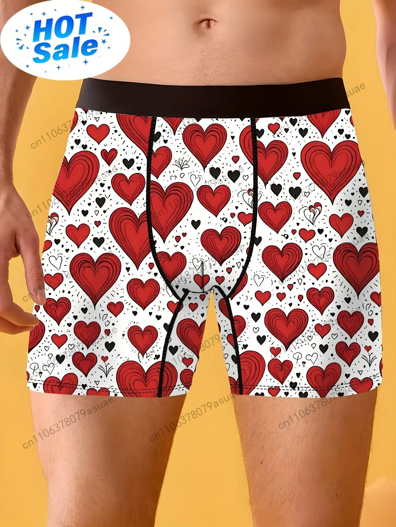 1pc Men'S Heart Print Boxer Br - огляд і ціна Quick Dry Underwear