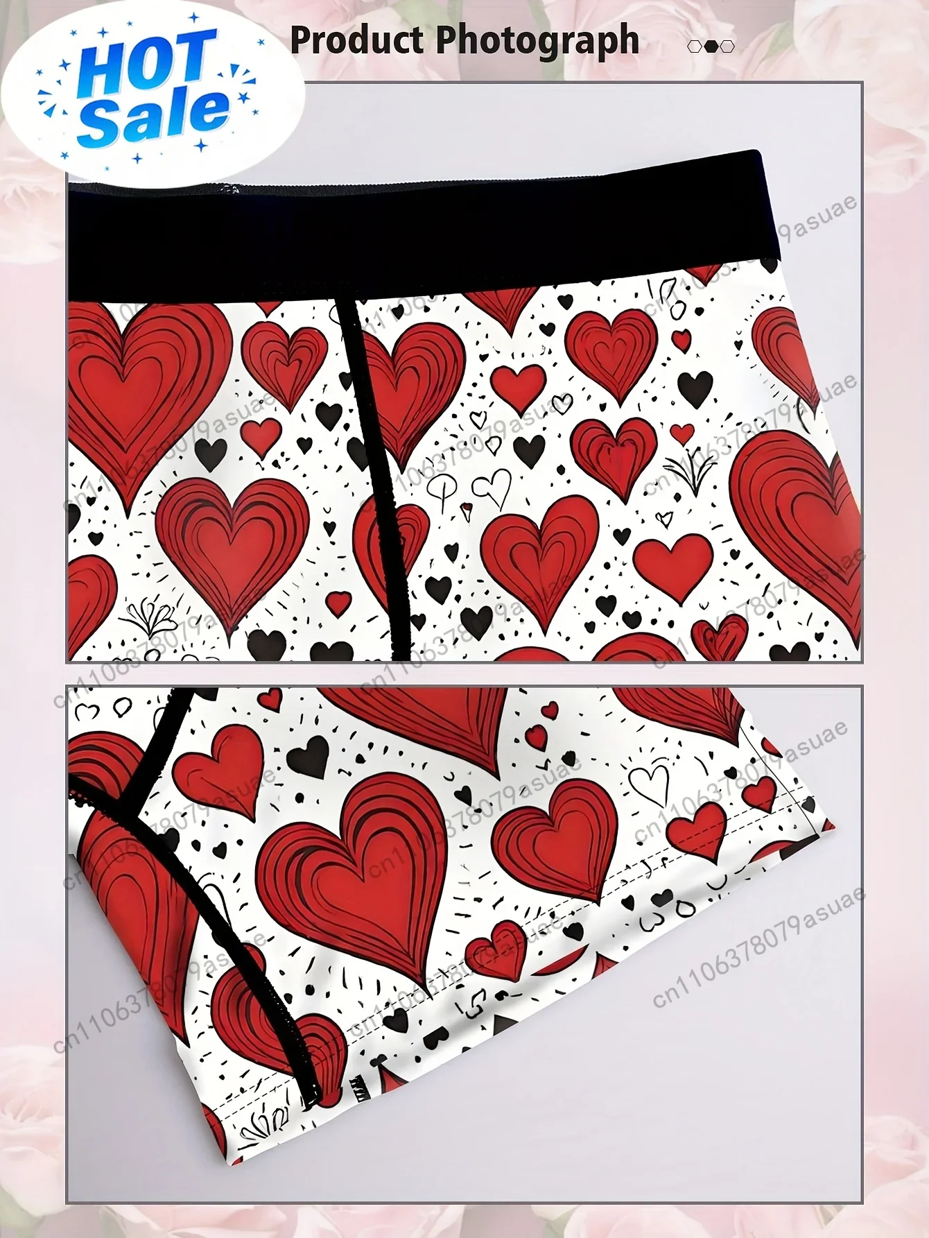 1pc Men'S Heart Print Boxer Br - огляд і ціна Quick Dry Underwear